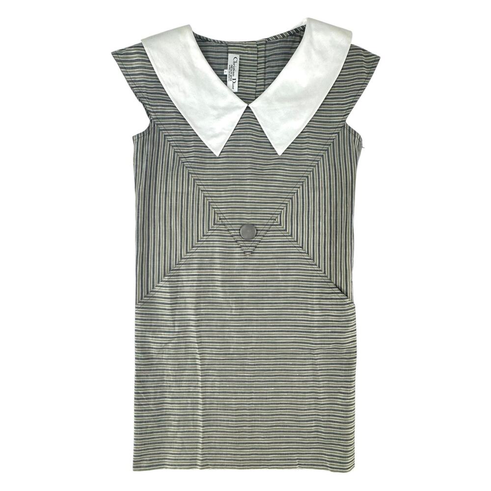 Dior Vintage Striped Collar Dress